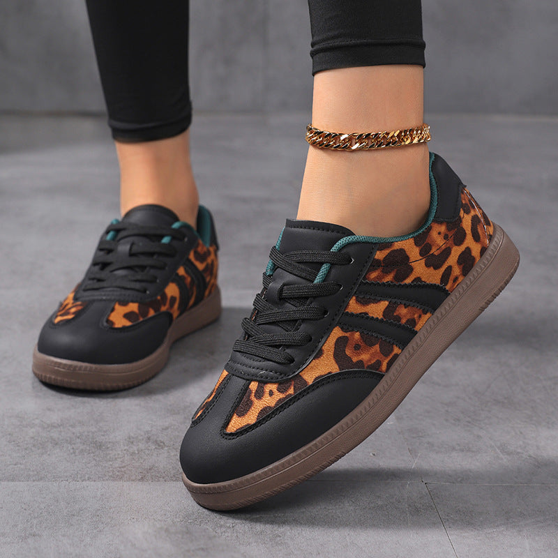 Damen nan Leopardenmuster Wildlederoptik Sneaker mit ergonomischer Polstersohle und rutschfester Gummisohle Drune