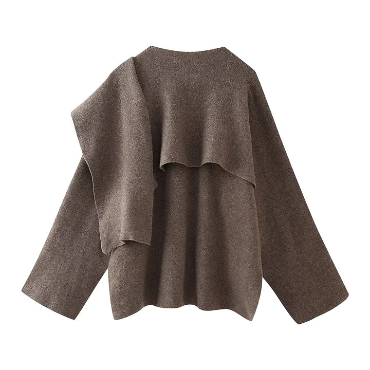 Damen modische Oversized-Jacke mit asymmetrischem Schnitt und schickem Stehkragen Drune