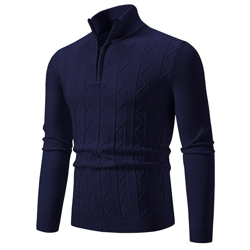 Herren eleganter Rollkragenpullover mit Zopfmuster und hohem Kragen Drune