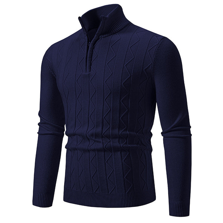 Herren eleganter Rollkragenpullover mit Zopfmuster und hohem Kragen Drune