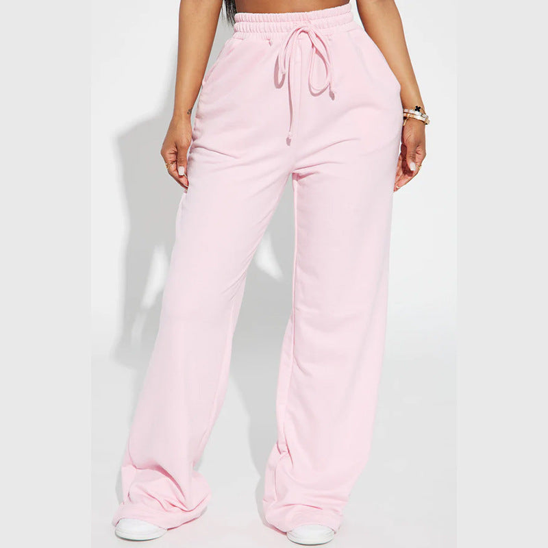 Damen weite Sweatpants mit elastischem Bund und Kordelzug Drune