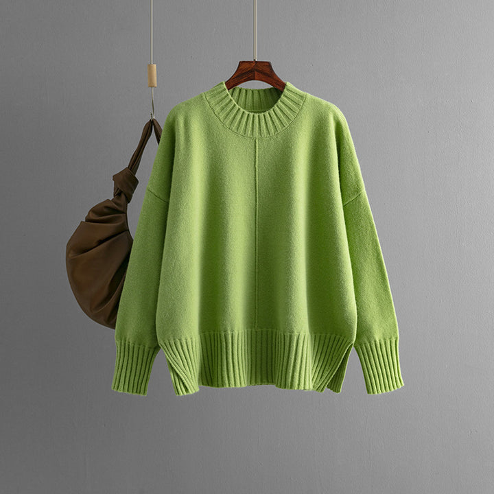 Damen Oversized Strickpullover mit Rippenbund Drune