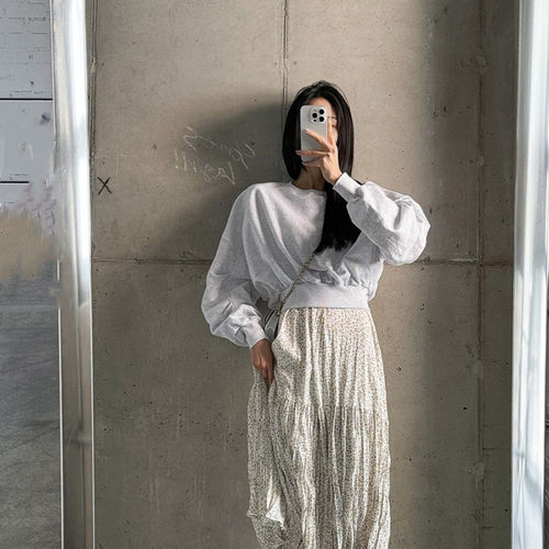 Damen lässiger Cropped Sweater Drune