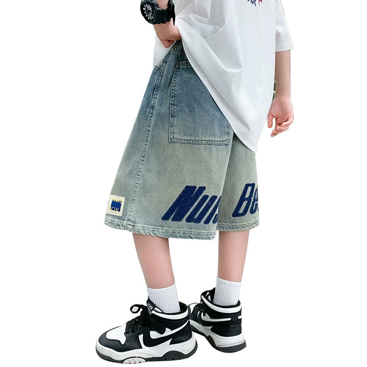 Jungen lässige Denim-Cargo-Shorts mit praktischen Taschen Drune