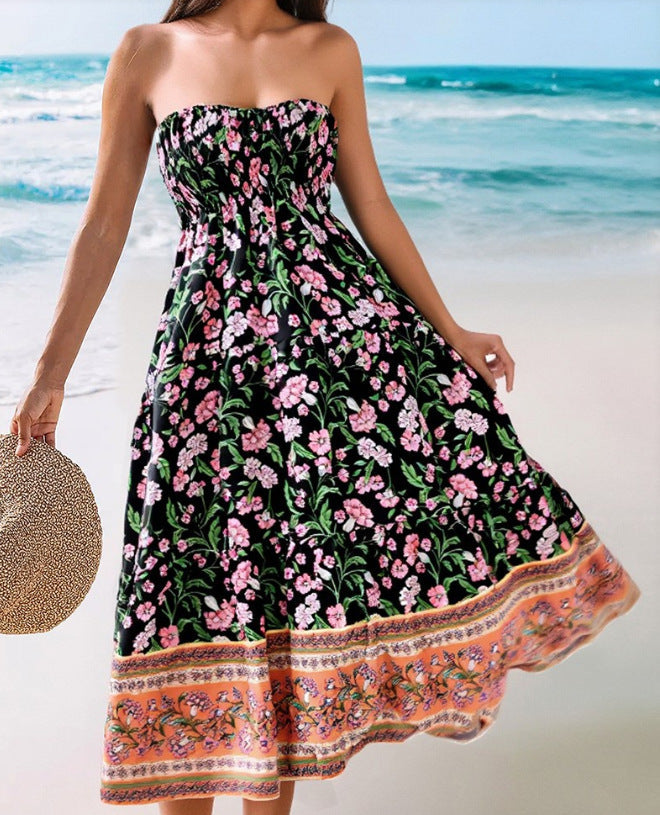 Damen Sommerlicher Maxirock mit floralen Mustern und voluminösem Saum Drune