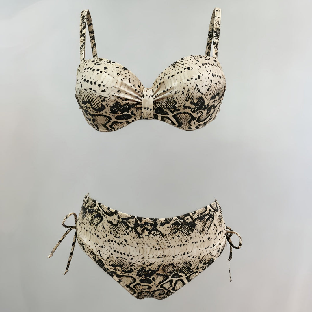 Damen Hochgeschnittener Snake-Print Bikini Drune