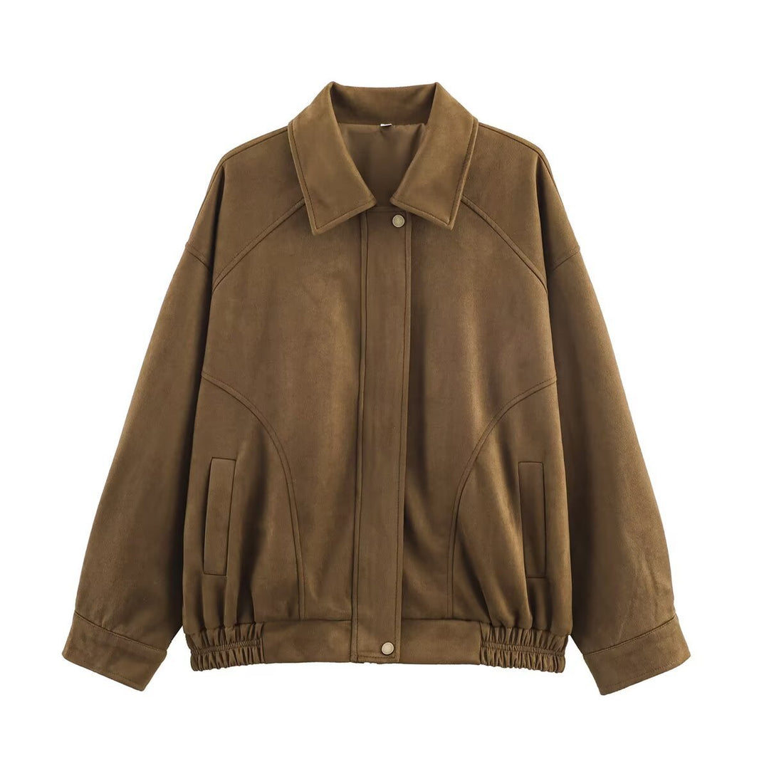 Damen Oversized Jacke aus hochwertigem Kunstleder Drune