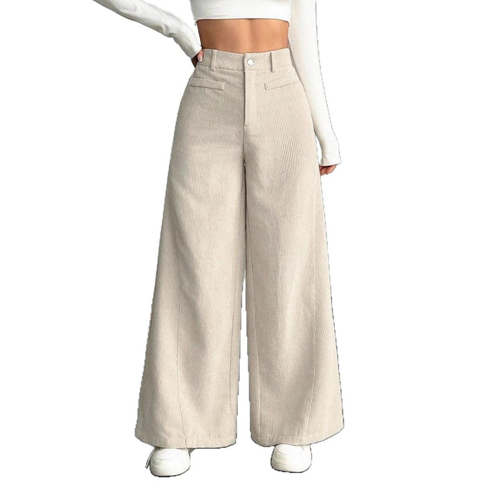Damen weite Faltenhose mit hohem Bund Drune