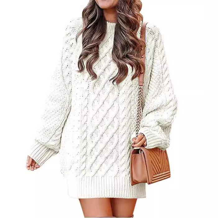 Damen Großer Strickpullover mit Zopfmuster und lässigem Schnitt Drune
