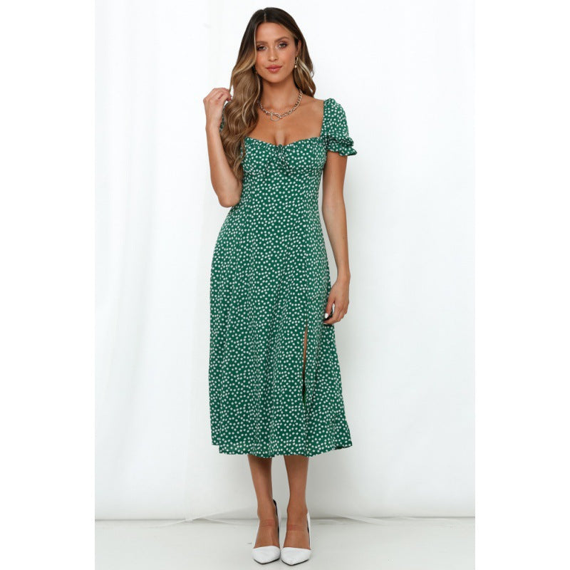 Damen Midi-Kleid mit seitlichem Schlitz und romantischem Blumenmuster Drune