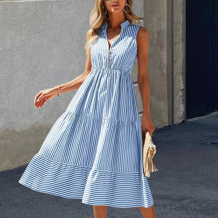 Damen Langarm Kleid im lässigen Streifen-Design und fließendem Schnitt Drune