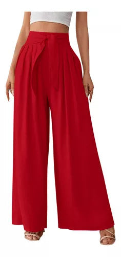 Damen Weite Hose mit hohen Bundfalten Drune