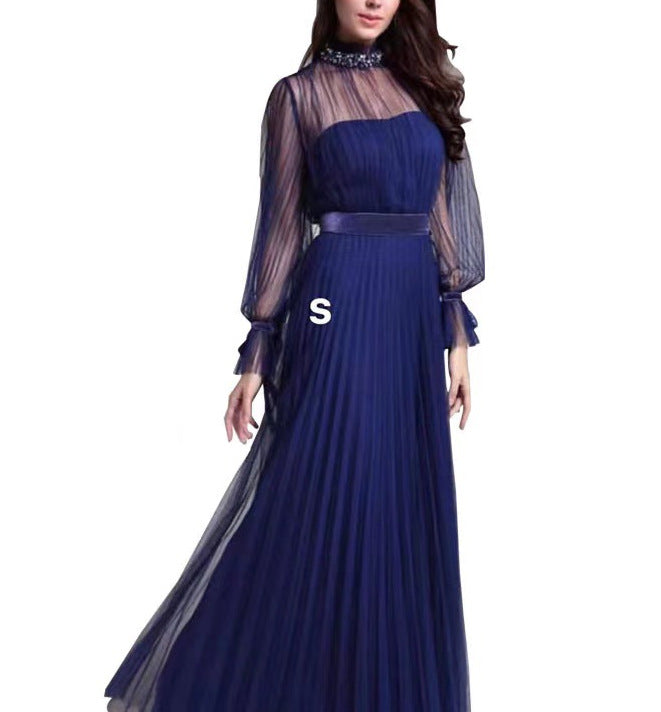 Damen Elegantes Maxikleid mit schimmerndem Chiffon und verspielten Rüschendetails Drune