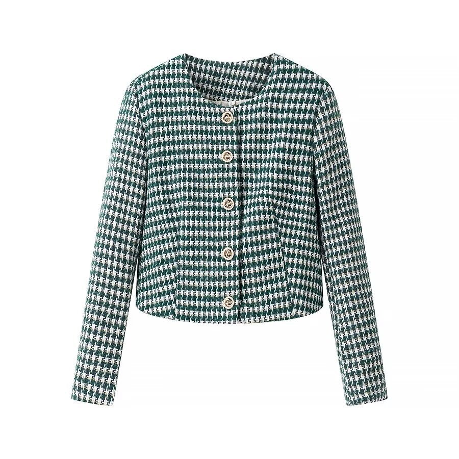 Damen Moderne Jacquardjacke mit knöpfbarem Design und klassischem Schnitt Drune