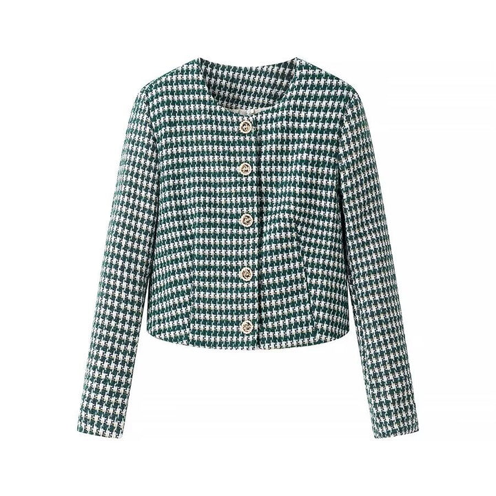 Damen Moderne Jacquardjacke mit knöpfbarem Design und klassischem Schnitt Drune