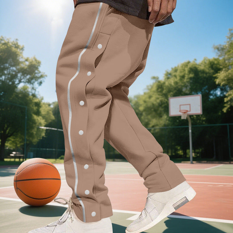 Herren Sportliche Jogginghose mit seitlichen Druckknöpfen und elastischem Bund Drune