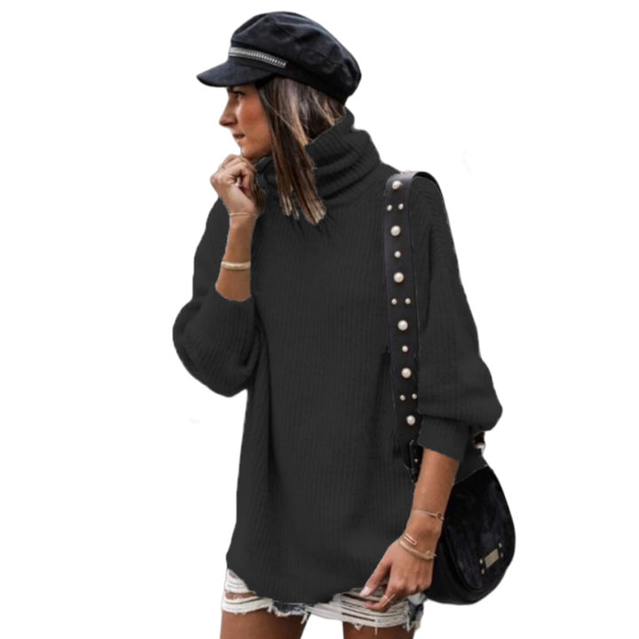 Damen Grobstrickpullover mit hohem Kragen und lässiger Passform Drune