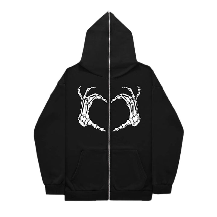 Damen Kapuzenjacke mit auffälligem Skelettmotiv Drune