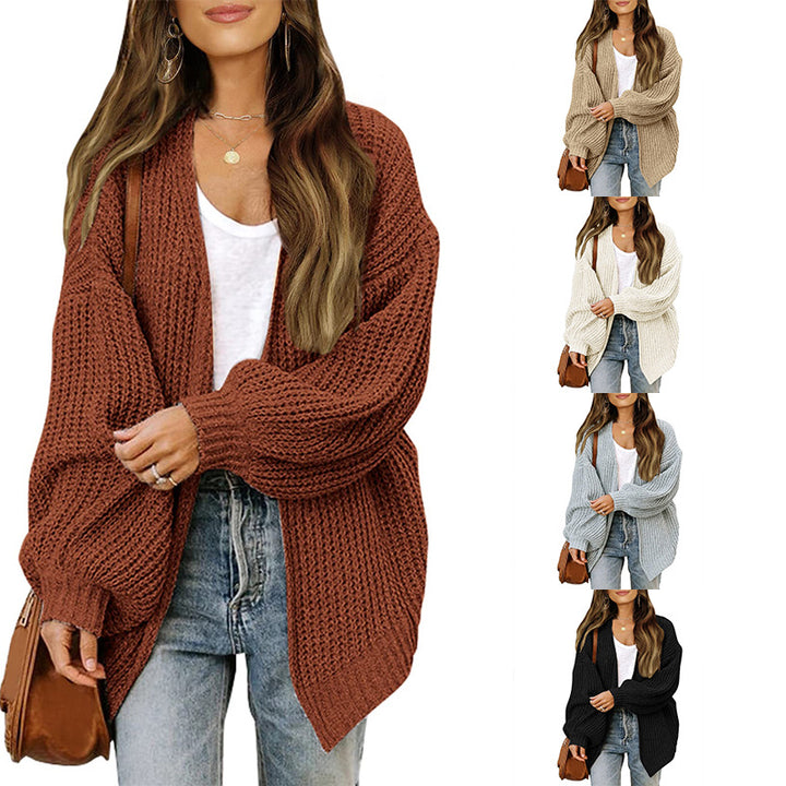 Damen Oversized Chunky Strickjacke Drune
