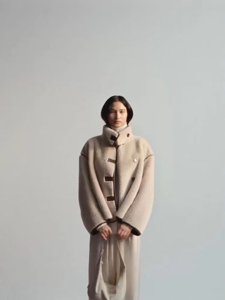 Damen Teddyfelljacke mit stylischem Stehkragen und praktischen Taschen Drune