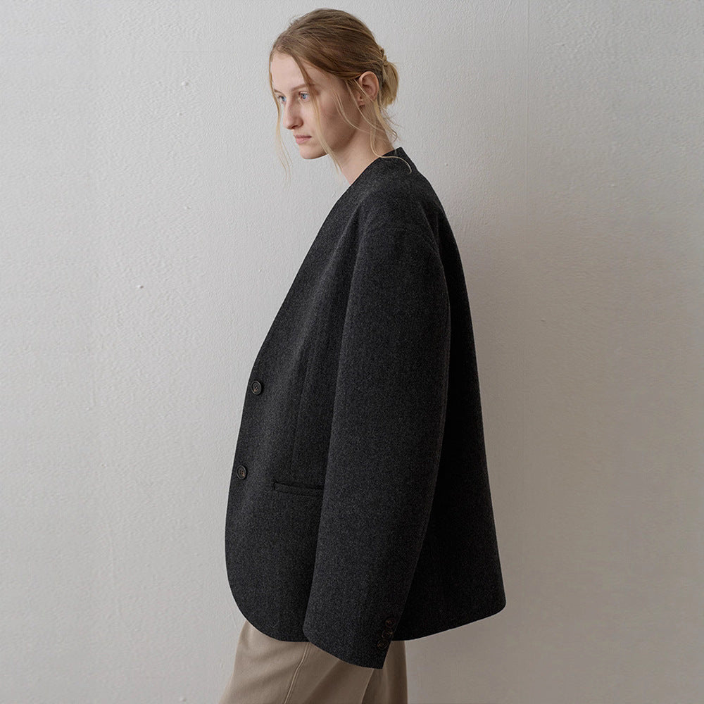 Damen eleganter Strickblazer mit asymmetrischem Schnitt Drune