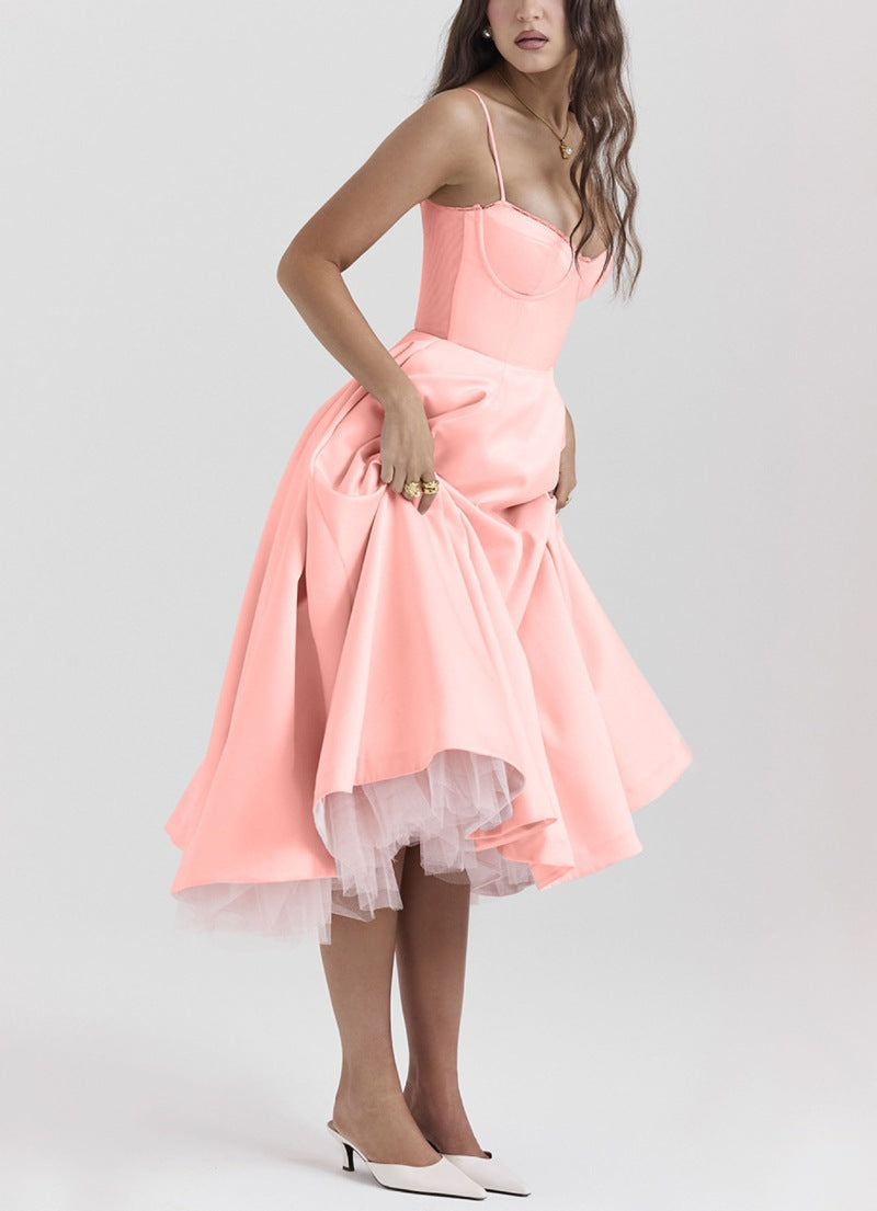 Damen nan Bustierkleid mit geformtem Mieder, weichem Tellerrock, integriertem Tüll-Unterzug und Eingrifftaschen Drune