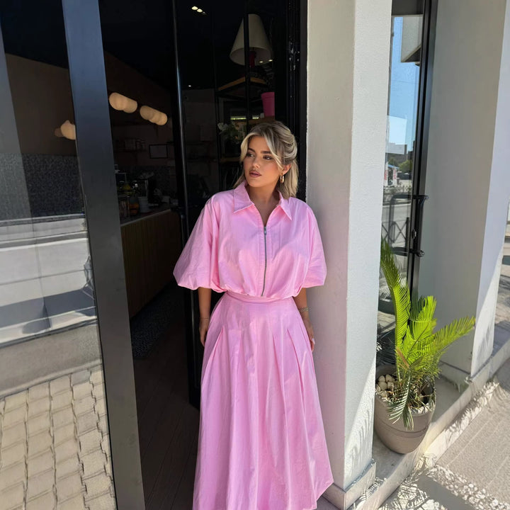 Damen Elegantes Maxikleid mit hochgeschlossenem Oberteil und weitem Saum