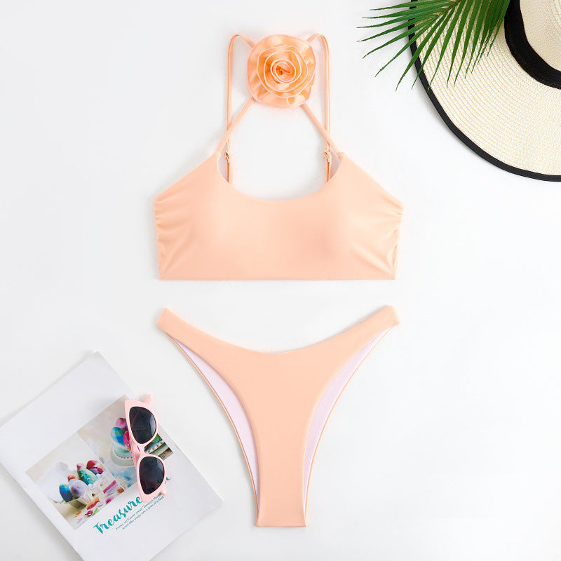 Damen Bikini-Set mit floralem Detail und hohem Beinausschnitt Drune