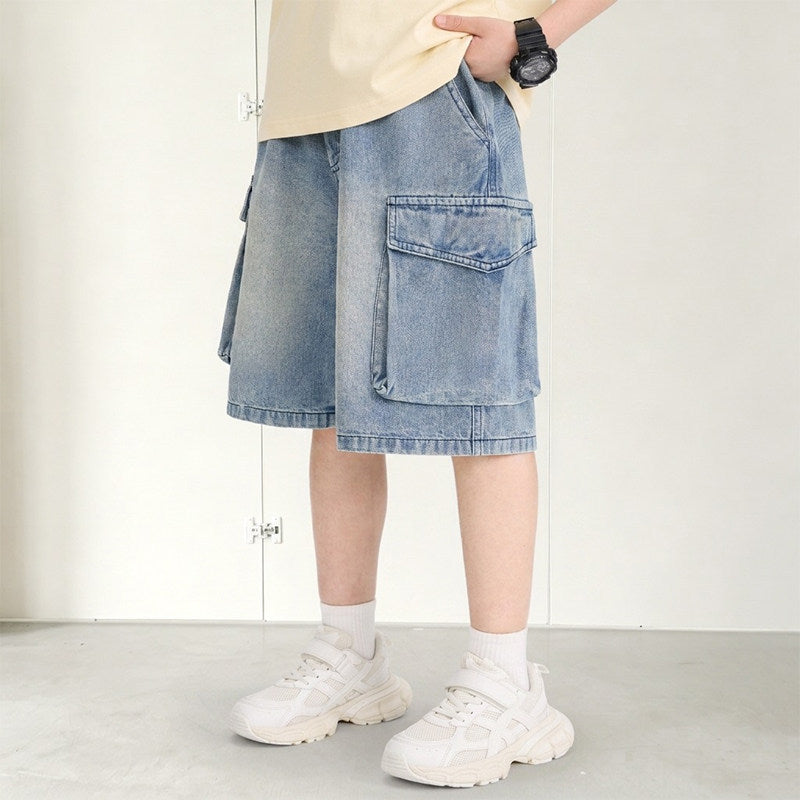 Jungen lässige Denim-Shorts mit praktischen Cargo-Taschen Drune