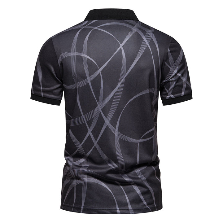 Herren Poloshirt mit modernem grafischen Muster und atmungsaktiver Textiltechnologie Drune