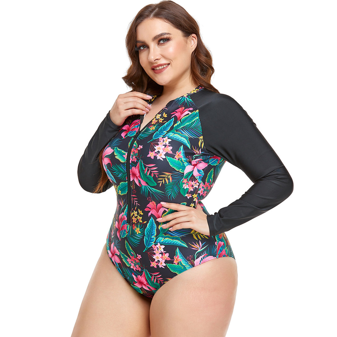 Damen Rashguard Badeanzug mit floralem Muster Drune