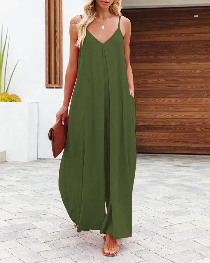 Damen Maxikleid mit schmalen Spagettiträgern und luftiger A-Linien-Silhouette Drune