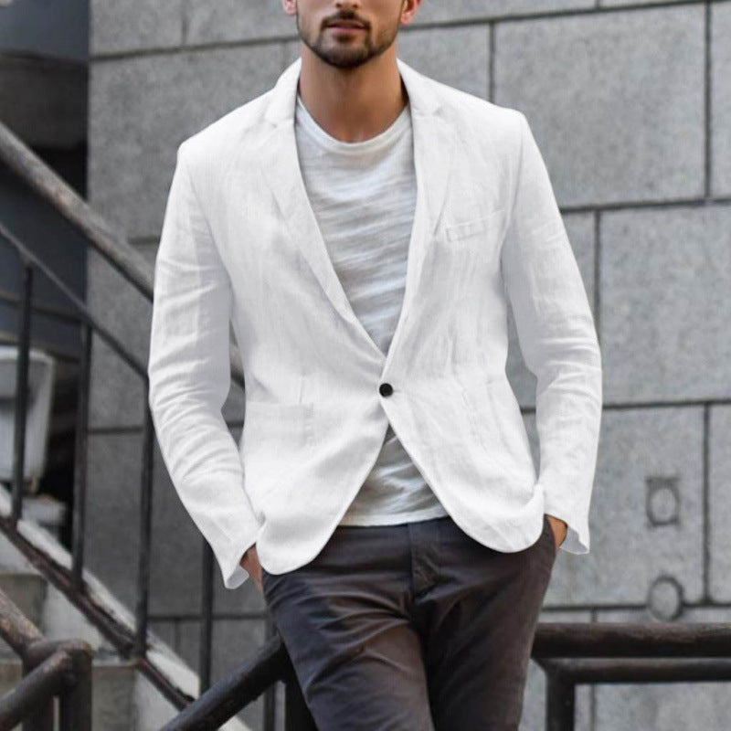 Herren eleganter Leinen-Blazer mit modernem Schnitt und Taschen Drune
