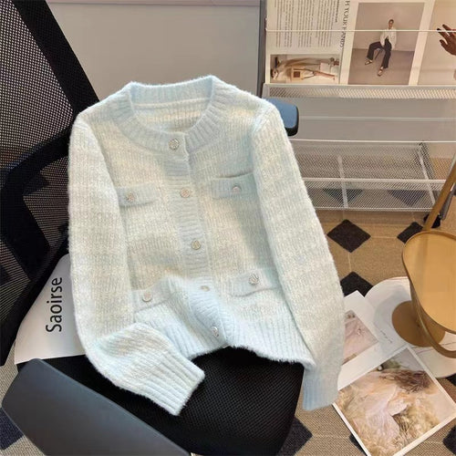 Damen Strickjacke mit Taschen und dekorativen Knöpfen Drune