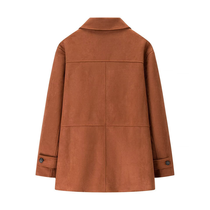 Damen Modische Wildlederjacke mit praktischen Taschen und klassischem Schnitt Drune