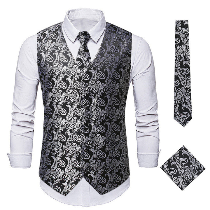 Herren elegante Anzugweste mit eleganten Paisley-Muster und passendem Zubehör Drune