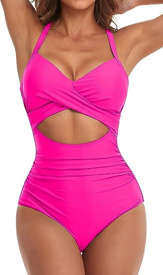 Damen Cut-Out Badeanzug mit Kreuzgurt Drune