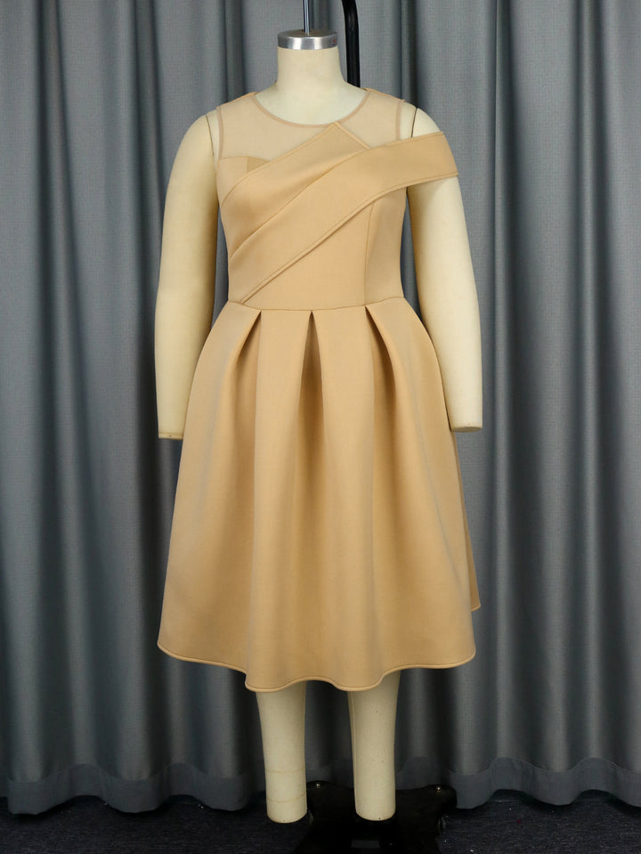 Damen Elegantes Cocktailkleid mit asymmetrischem Schnitt und transparenten Ärmeln Drune