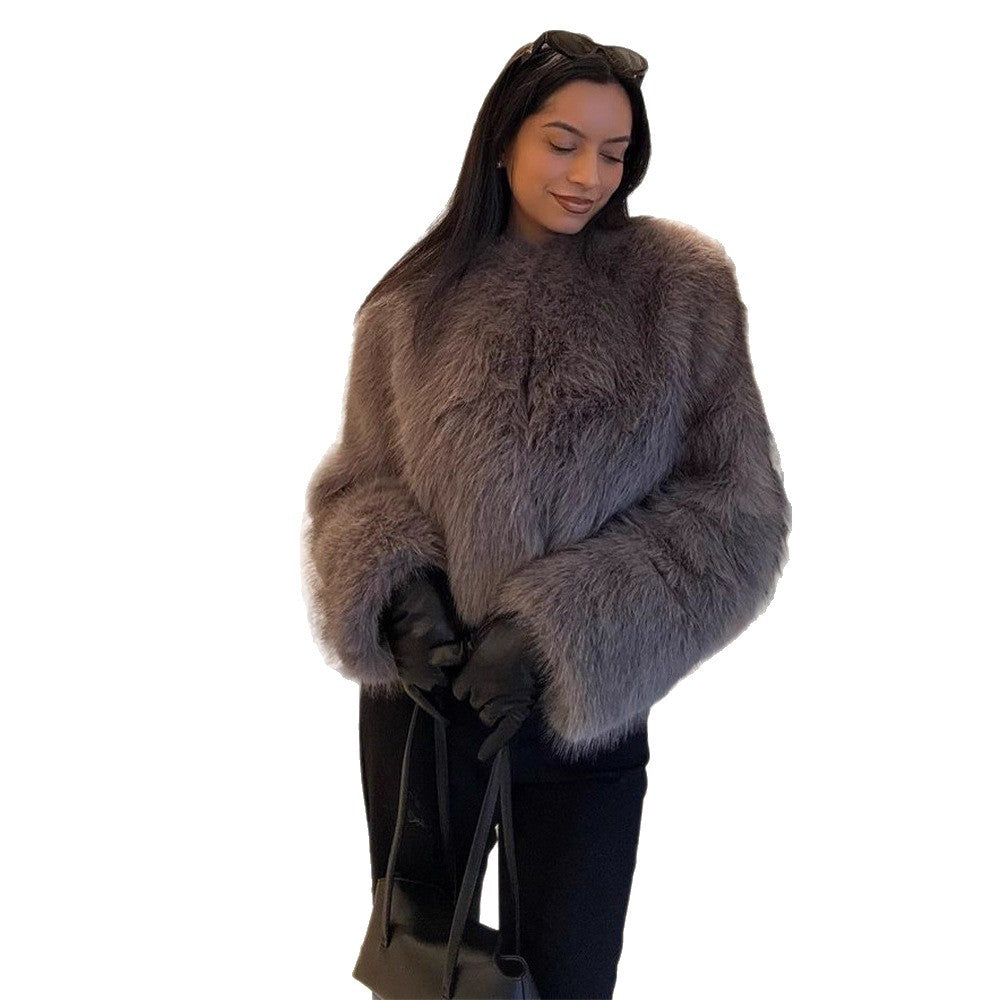 Damen Fuzzy Strickjacke Drune