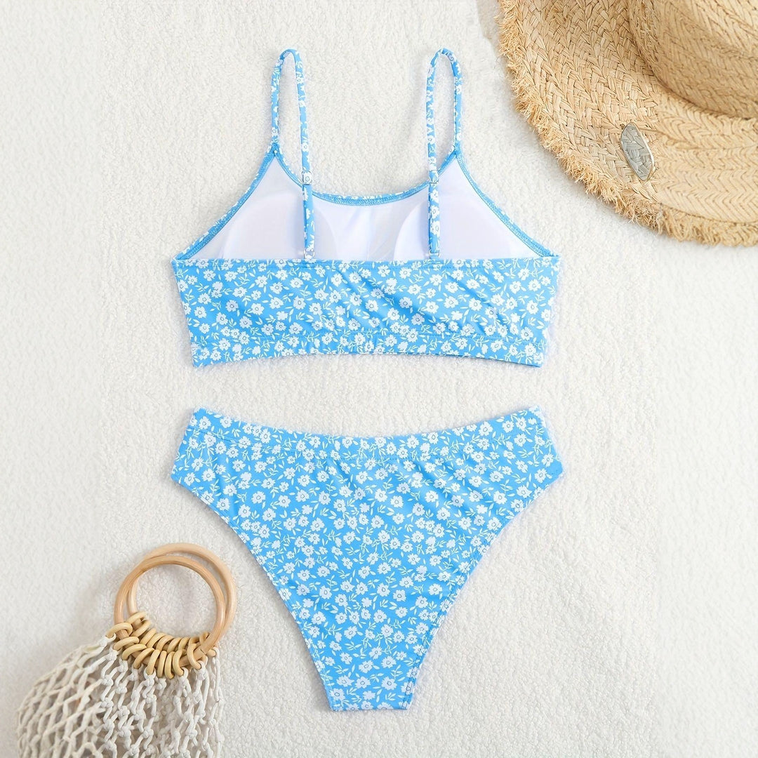 Damen Blumiger Hochsitzt-Bikini Drune