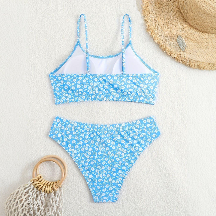 Damen Blumiger Hochsitzt-Bikini Drune