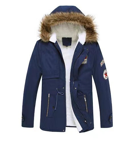 Herren stylische Winterjacke mit abnehmbarer Kapuze Drune