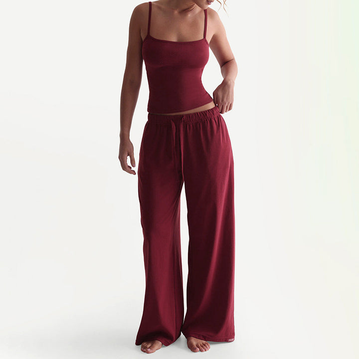 Damen Gemütliches und stylisches Lounge-Set mit weitem Bein und Trägeroberteil Drune