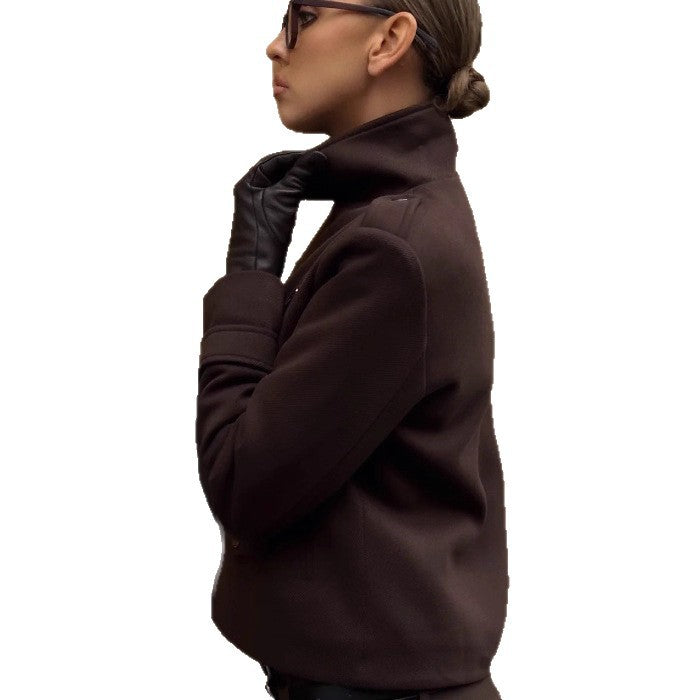 Damen modische cropped Jacke im minimalistischen Stil mit Taschen Drune