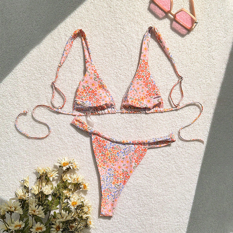 Damen Triangel-Bikini-Set mit zarten floralen Akzenten Drune