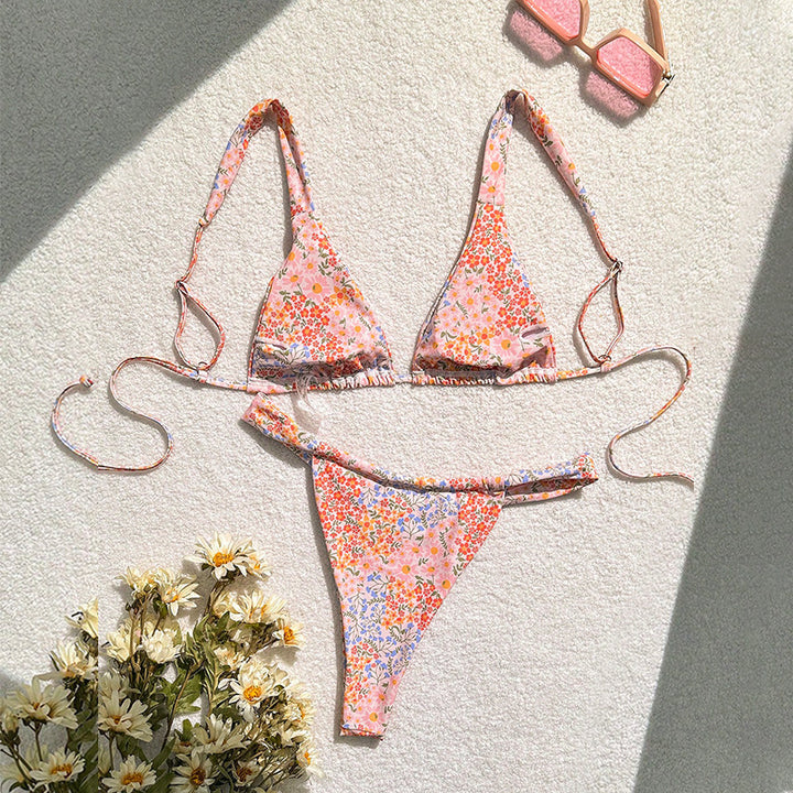 Damen Triangel-Bikini-Set mit zarten floralen Akzenten Drune