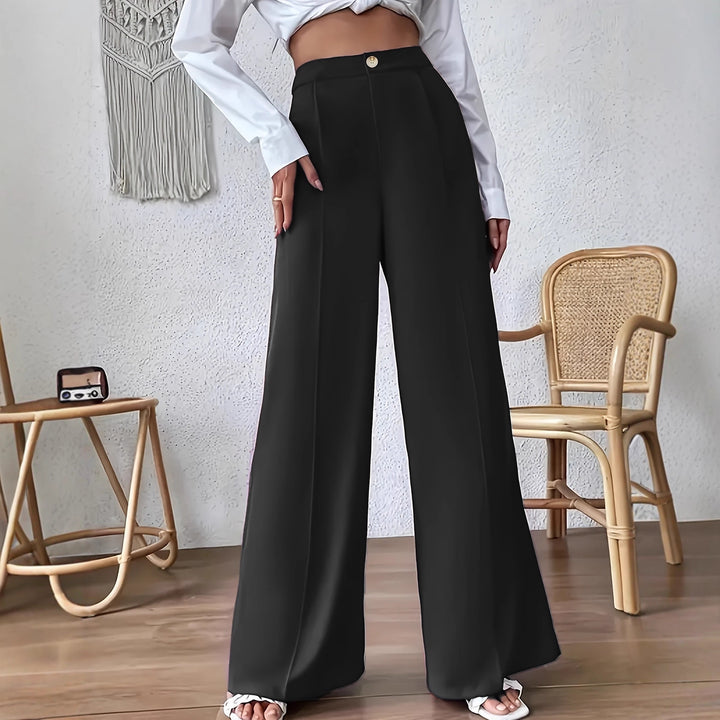 Damen Hoch geschnittene Palazzo-Hosen mit schmalem Bund und dezenten Knopfdetail Drune