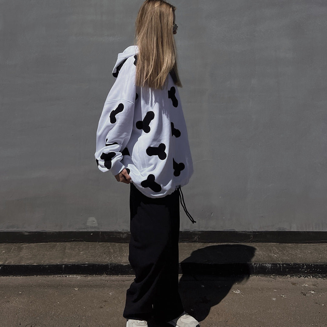 Damen Kapuzenpullover mit kreativem Herzmotiv und lässigem Oversized-Schnitt Drune