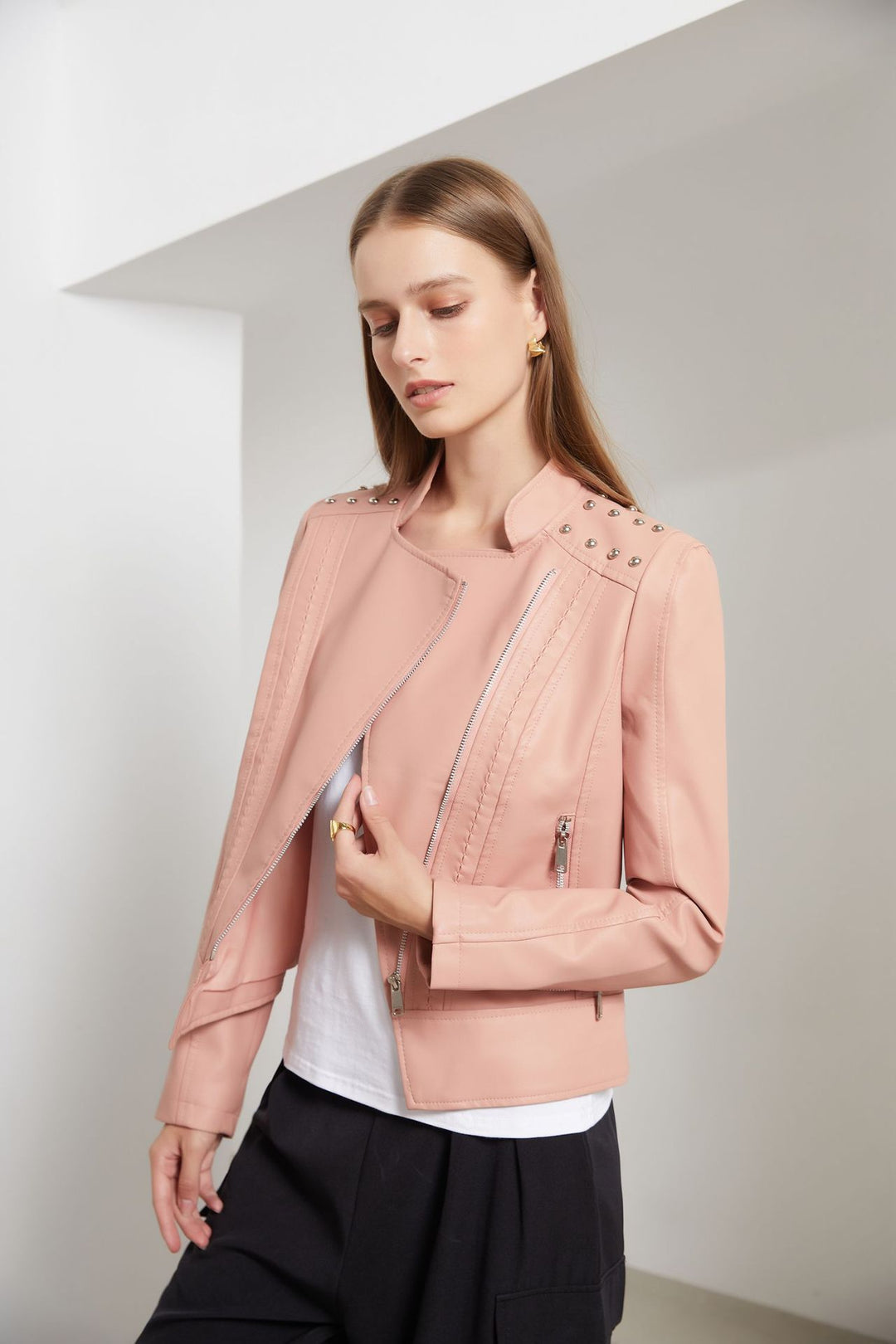 Drune | PU-Leder Motorradjacke - Modern Edge - Leichtes Design - Herbst- & Frühlings-Essential
