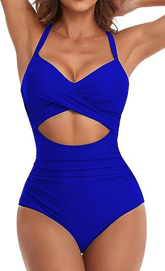 Damen Einteiliger Badeanzug mit elegantem Wickelschnitt Drune